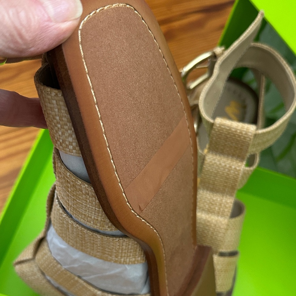 New Sam Edelman Beige Woven Gladiator Sandals NWT - Picture 6 of 16